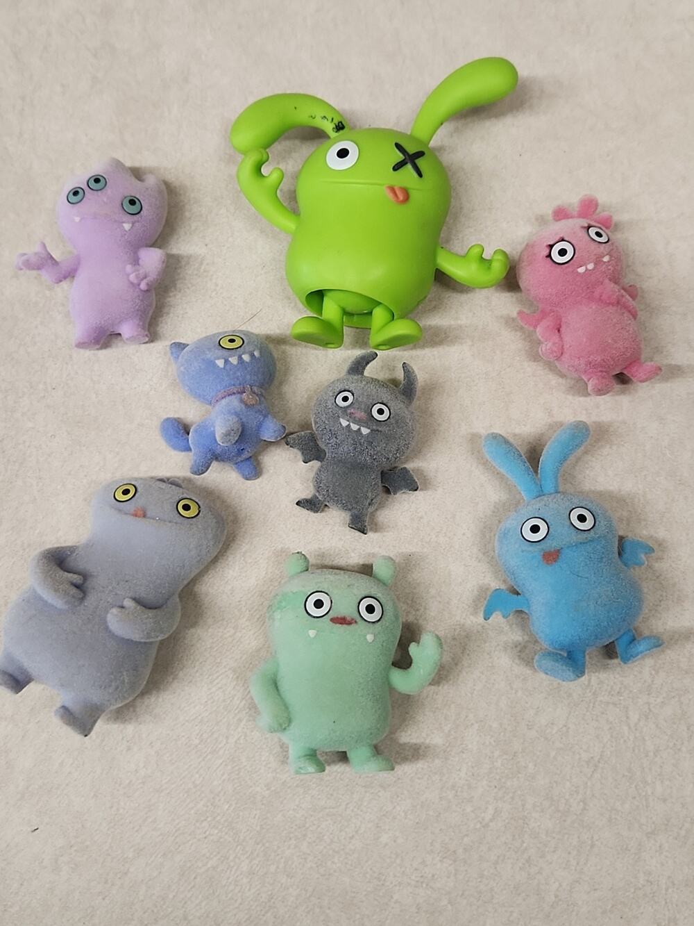 Ugly Dolls Mini Figure Lot Of 8 1-2" Figurines Fuzzy Felt Flocked Hasbro 2018
